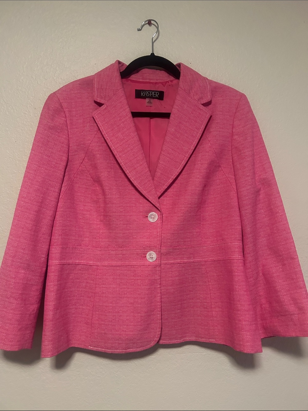 Kasper Pink Textured Two-Button Blazer